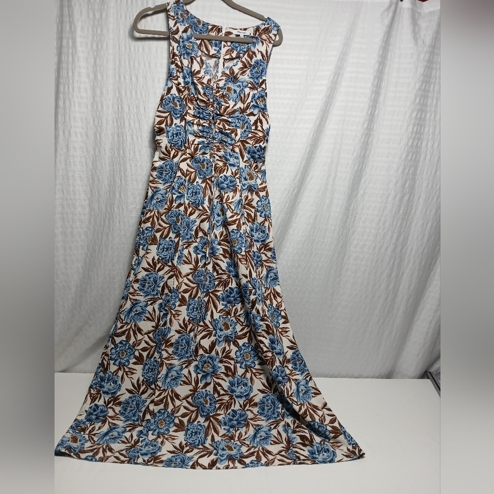 Madewell Sleeveless V Neck Midi Dress In Floral. Size 4 - Picture 7 of 12